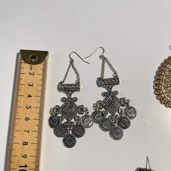 Bundle of 4 Bohemian Earrings, Black Tassel's, Silver and Gold Combination - Picture 9 of 11